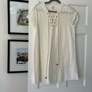 Umgee Cream Lace-Up Mini Dress